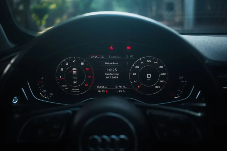 Dynamic shot of a modern car dashboard featuring a digital display and sleek design.